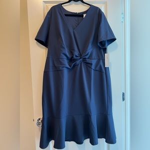 NWT navy v-neck flounce dress